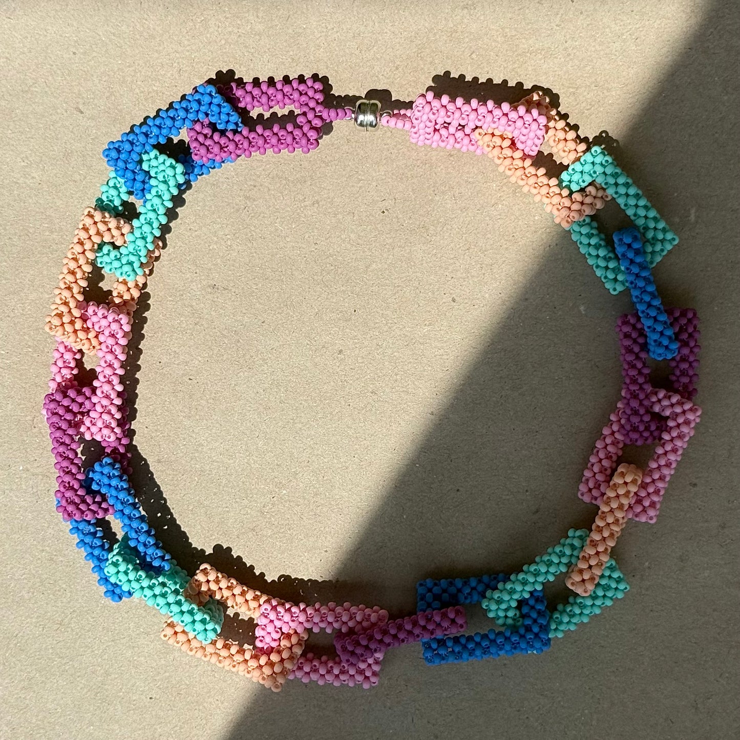 Colorful Sugar Rectangular Chain Necklace