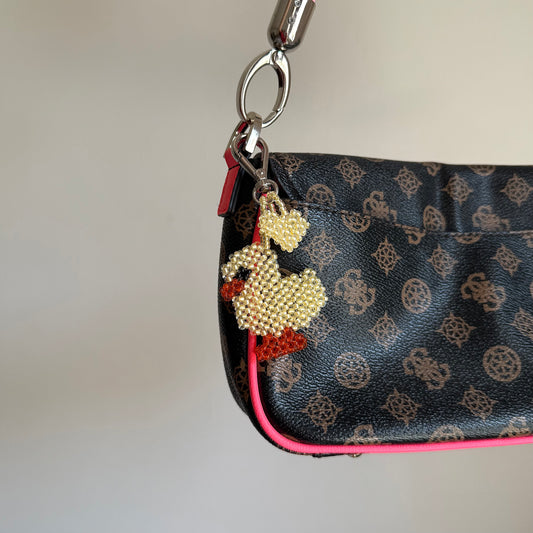 Keychain Pastel Yellow Duck & Heart