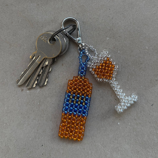 Keychain Aperitif & Glass (Sparkly)