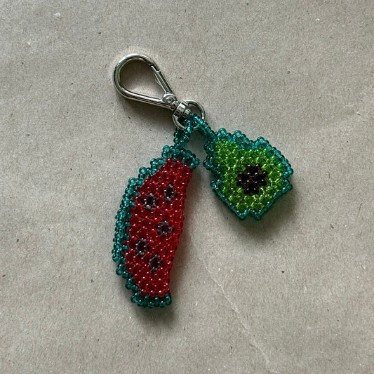 Keychain Avocado & Watermelon Glass