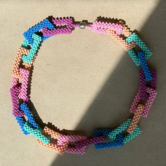 Colorful Sugar Rectangular Chain Necklace