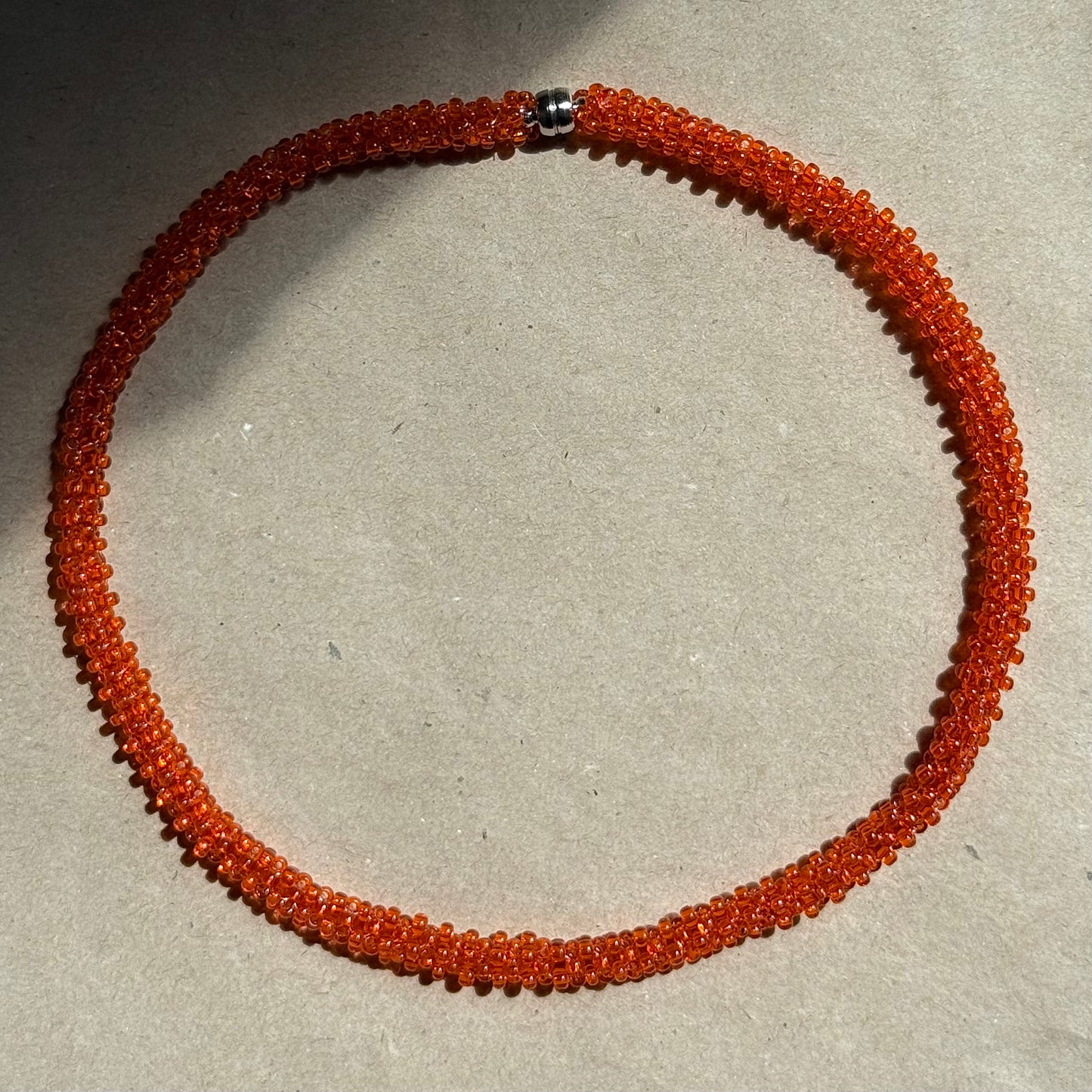 Orange Glass Square Rope Alike Necklace