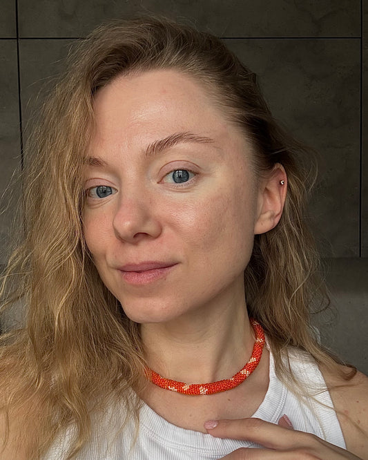 Orange & Spots Rope Necklace