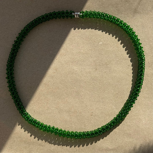 Green Square Rope Alike Necklace