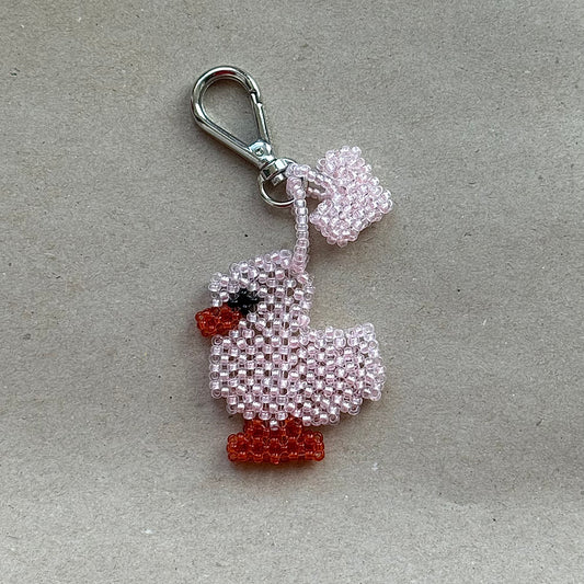 Keychain Pastel Pink Duck & Heart