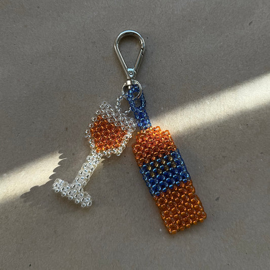 Keychain Aperitif & Glass (Sparkly)