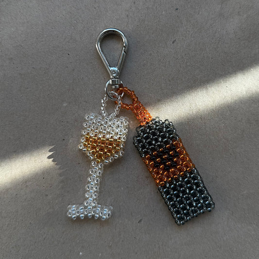 Keychain Prosecco & Glass (Sparkly)