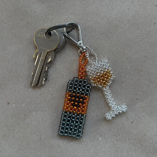 Keychain Prosecco & Glass (Sparkly)
