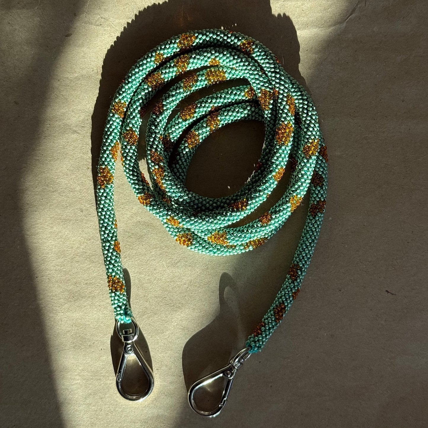 Dark Mint with Orange Spots Phone Case Rope