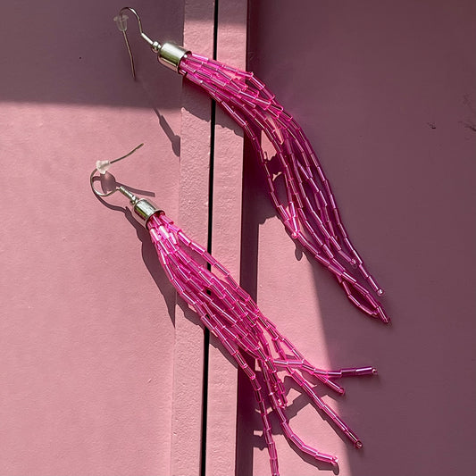 Tinsel Pink Party Earrings